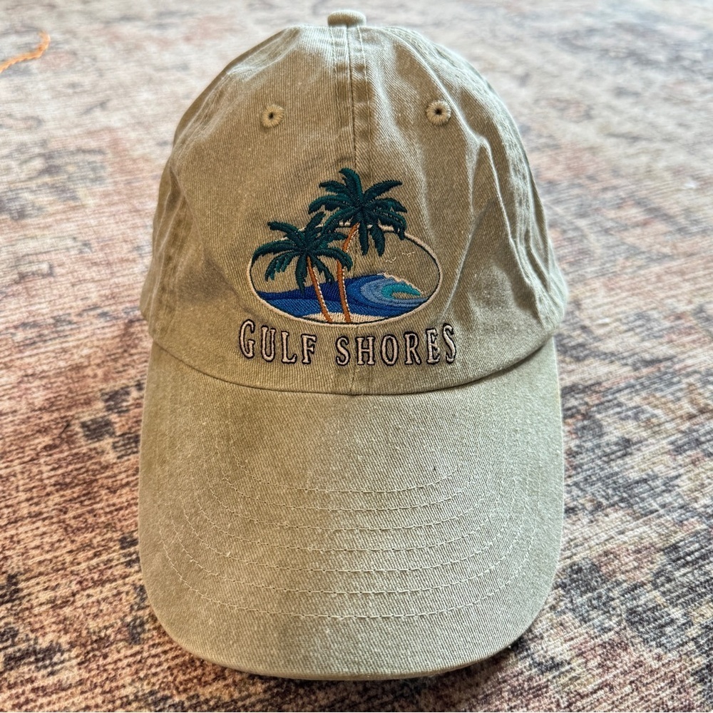Khaki Gulf Shores Alabama Embroidered Palm Tree Hat - Picture 5 of 5